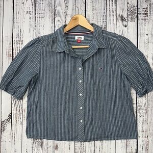 Tommy Hilfiger Blue Striped‎ Button Down Shirt Sz. M